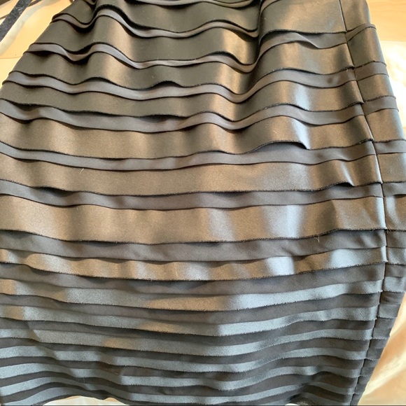 WHBM Black Strapless Satin Blend Midi Dress—SZ. 2 - Picture 7 of 9